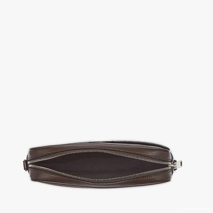 Affordable Compact Brown Motif ROMA Camera In Fabric Fendi Logo FF Case 0709